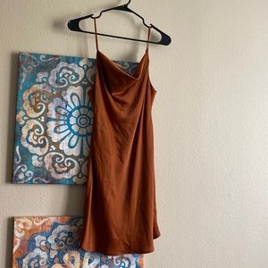 Orange, silk dress